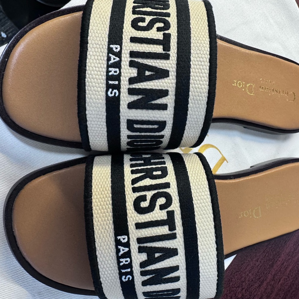 Christian Dior Beige and Black Slides